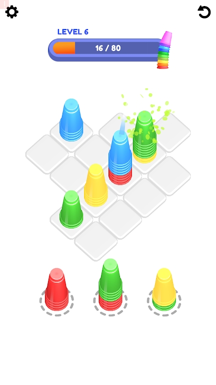 彩色杯子堆叠游戏截图